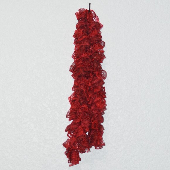 Homemade Red Glitter Ruffle Scarf - Picture 2 of 2